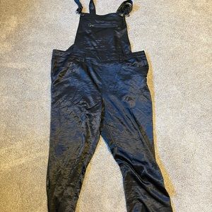 Black Satin Overalls